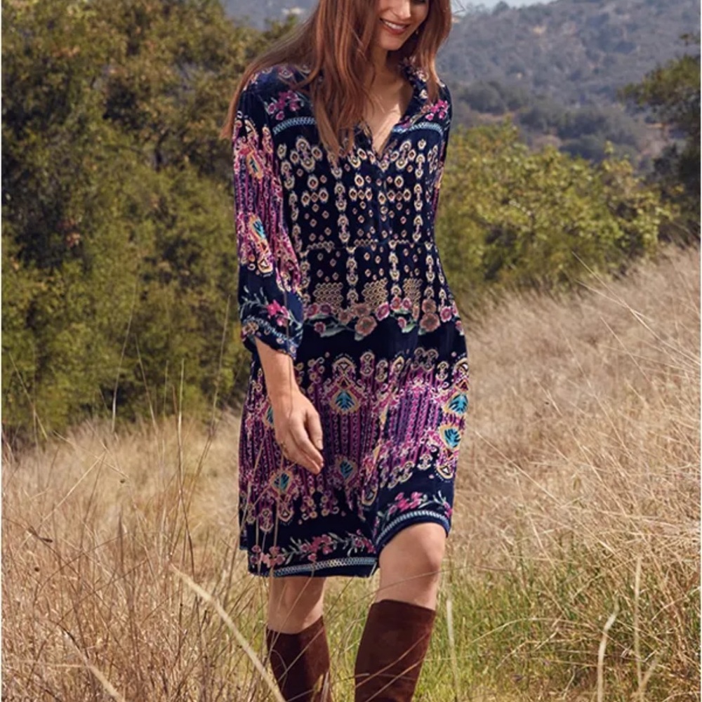 Johnny was Summer Elora Burnout Silk-Blend Dress NWT